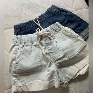 Set of 2 denim elastic shorts